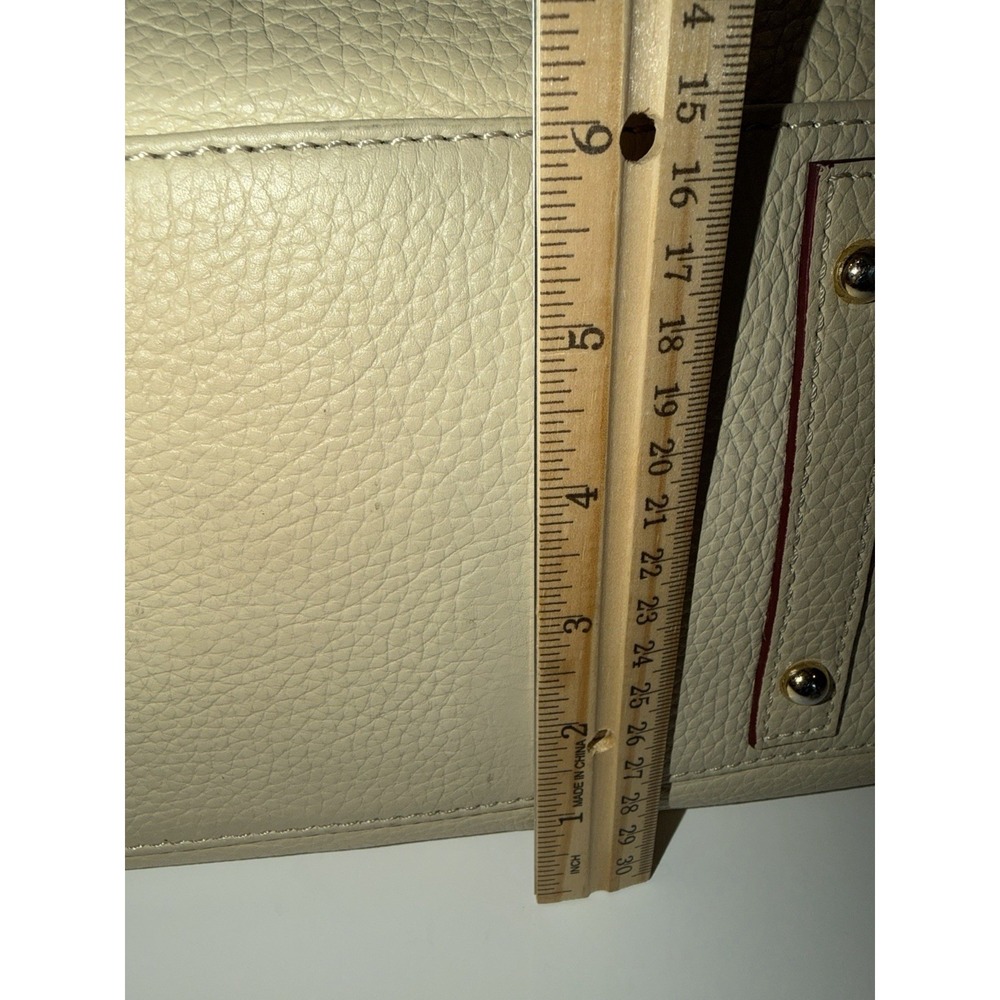 Dooney & Bourke Ivory Pebble Leather Hobo Shoulder Bag Wallet Pink Lining - Picture 15 of 16